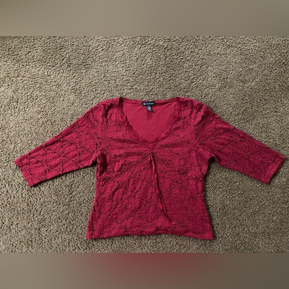INC International Concepts Tops - INC burgundy floral lace blouse size XL